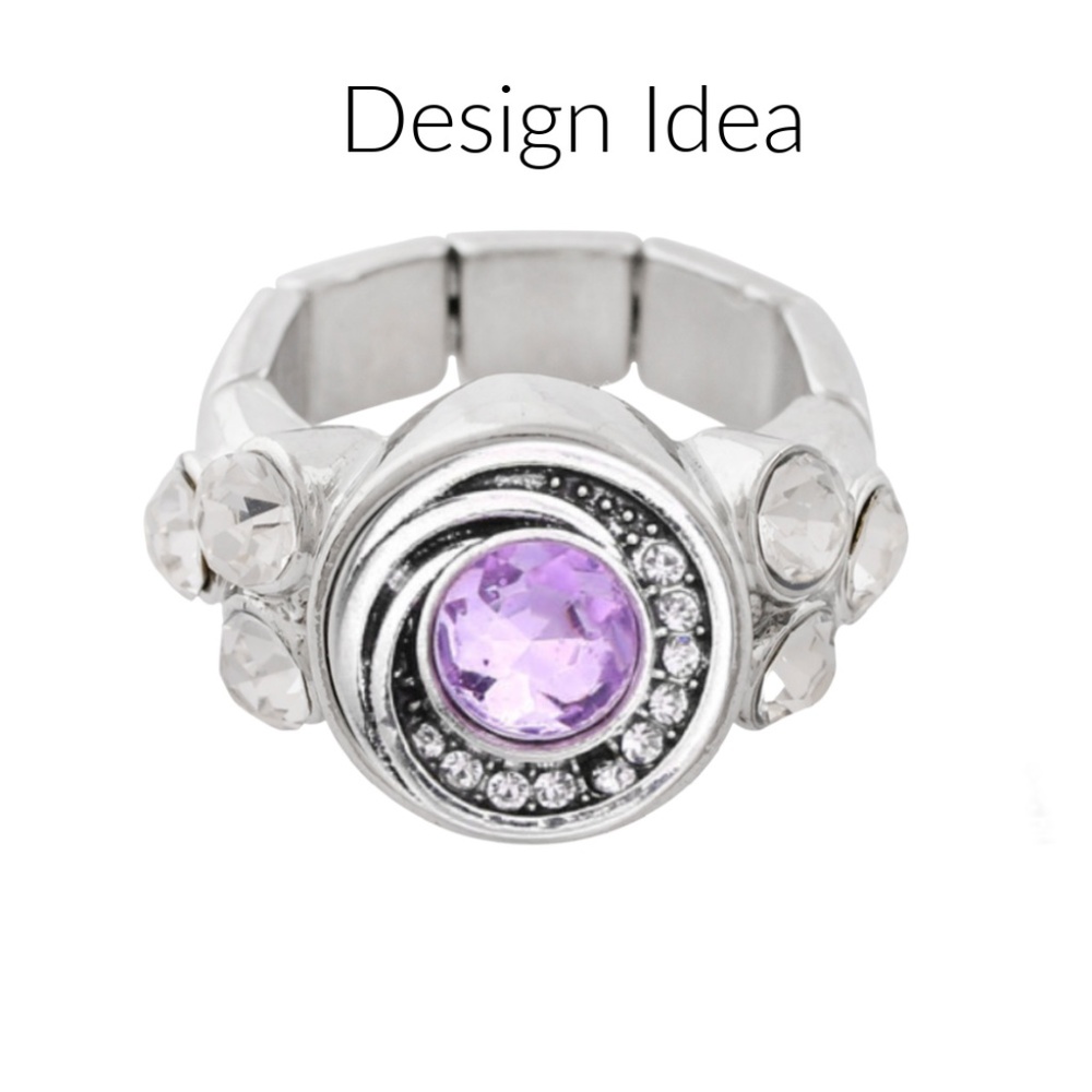 Snap Charm Stretch Ring with Rhinestones - Picture 3 of 6